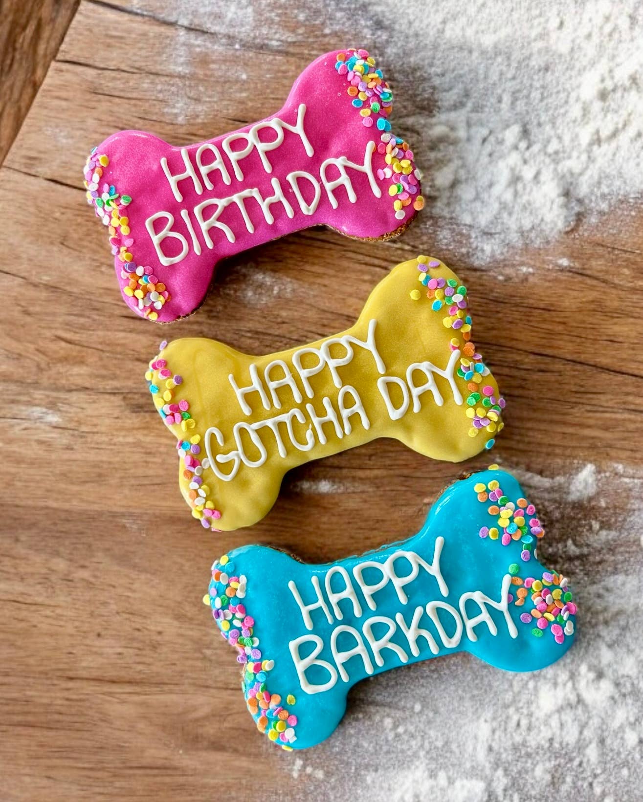 6 inch Colorful Confetti Happy Birthday bone dog treats