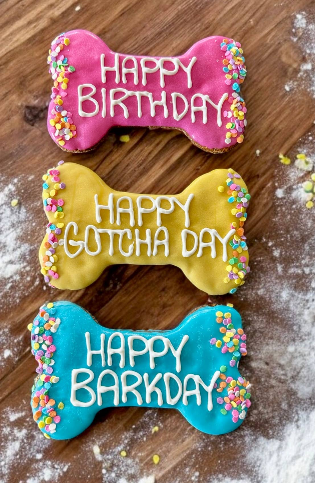 6 inch Colorful Confetti Happy Birthday bone dog treats