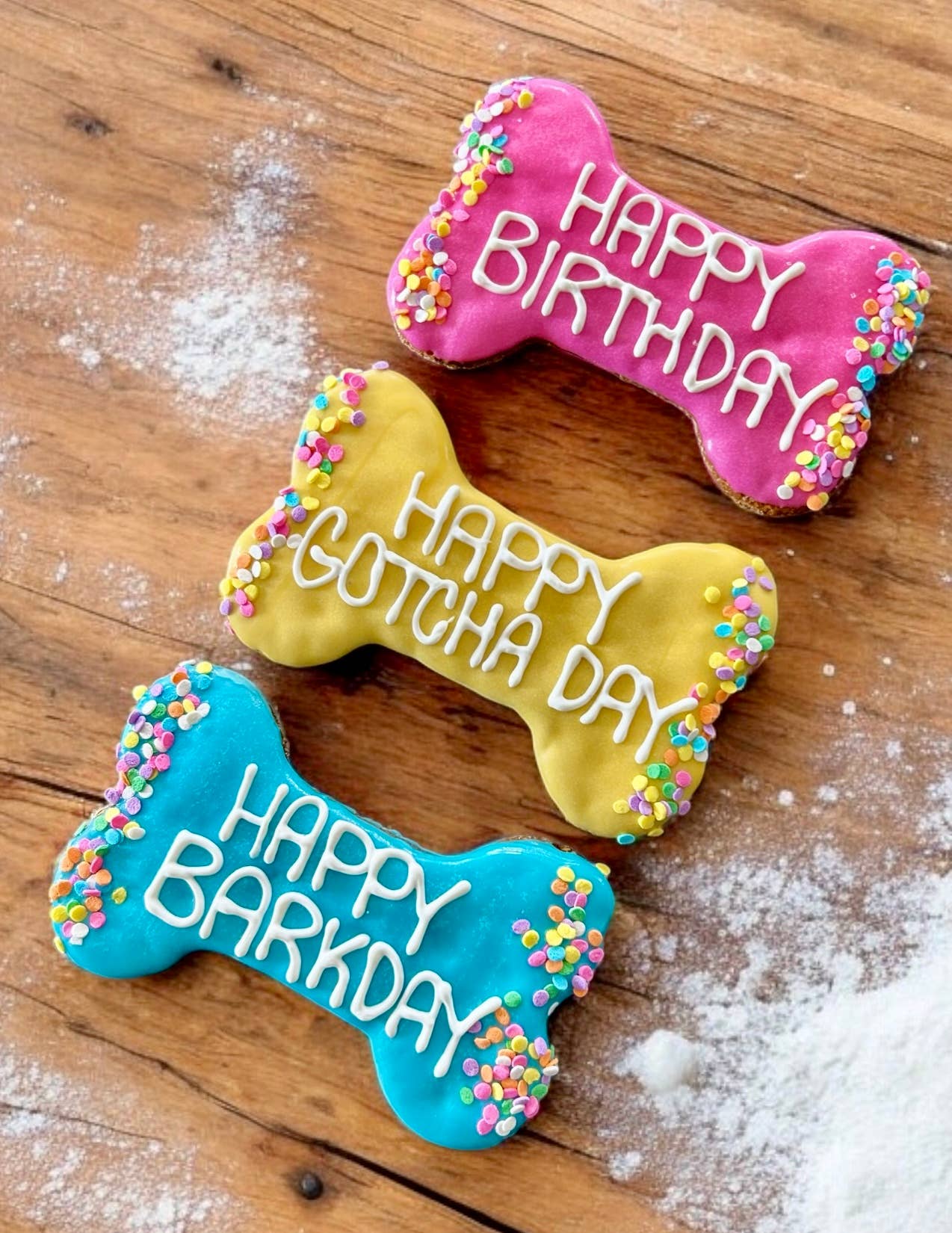 6 inch Colorful Confetti Happy Birthday bone dog treats